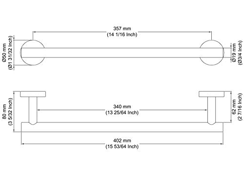 Umi. por Amazon 40,6 cm Toallero de barra de pared para baño y cocina, acero inoxidable SUS304 pulido y RESISTENTE A LA CORROSIÓN, A2000S40DG