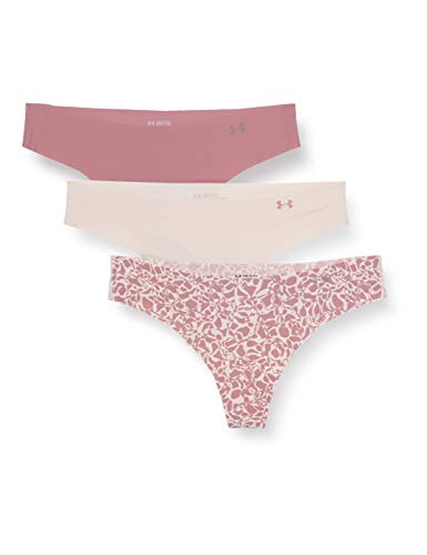 Under Armour Women's UA Pure Stretch Thong Underwear Printed 3-Pack Ropa Interior de Mujer para una Silueta más Suave y Favorecedora, Rosa (Pink), XS