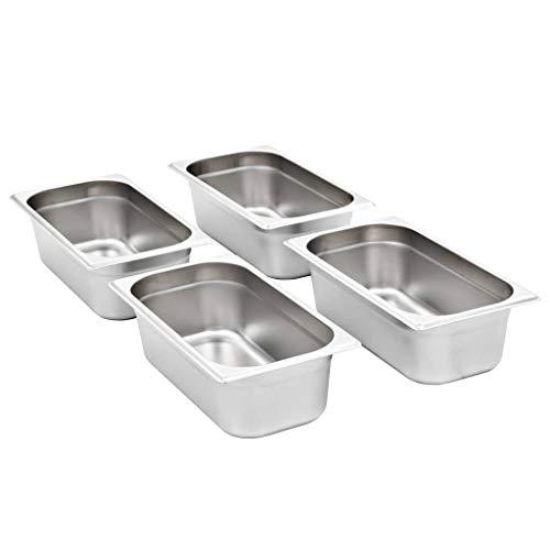 UnfadeMemory Bandejas Cocina Apilables,Bandeja para Alimentos,Adapta Baño María,Calientaplatos y Buffet de Ensaladas,Acero Inoxidable (GN 1/3,325x176x100mm,8 uds)