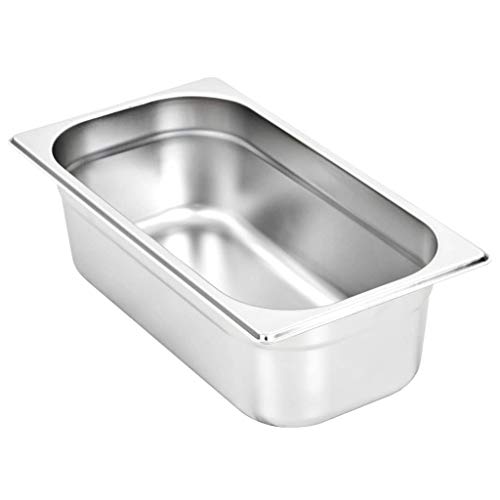 UnfadeMemory Bandejas Cocina Apilables,Bandeja para Alimentos,Adapta Baño María,Calientaplatos y Buffet de Ensaladas,Acero Inoxidable (GN 1/3,325x176x100mm,8 uds)