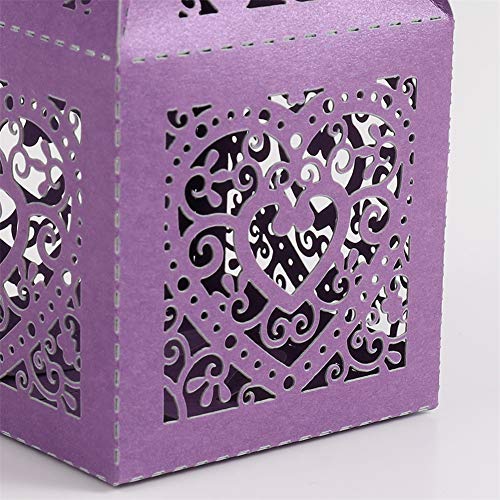 UNHO 25 Piezas Caja Papel para Boda Caja de Regalo para Caramelos Bombones Dulces Galletas Recuerdos Ideal para Boda Cumpleaños Fiesta Comunión Bautizo Color Púrpura