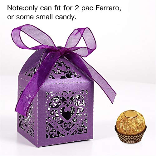 UNHO 25 Piezas Caja Papel para Boda Caja de Regalo para Caramelos Bombones Dulces Galletas Recuerdos Ideal para Boda Cumpleaños Fiesta Comunión Bautizo Color Púrpura