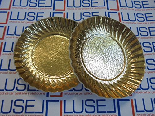 Unidades 50 Bandeja Disco Gold de cartón 12 cm. Ideal para tartas pasteles monoporzioni para alimentos Paper