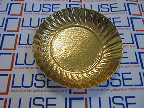 Unidades 50 Bandeja Disco Gold de cartón 12 cm. Ideal para tartas pasteles monoporzioni para alimentos Paper