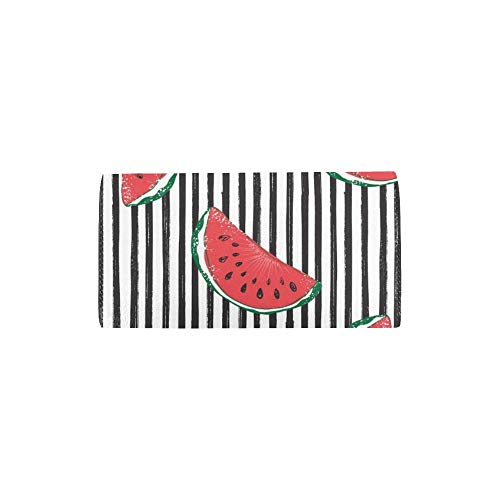 Unique Custom Water Melon Striped Women Trifold Wallet Long Purse Credit Card Holder Case Bolso