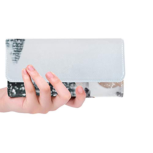 Unique Custom Winter Landscape Deerssnow Fir Tree Women Trifold Wallet Long Purse Credit Card Holder Case Bolso