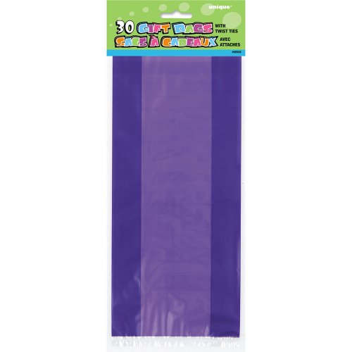 Unique Party-Paquete de 30 bolsas de regalo de celofán, color morado, (62025)