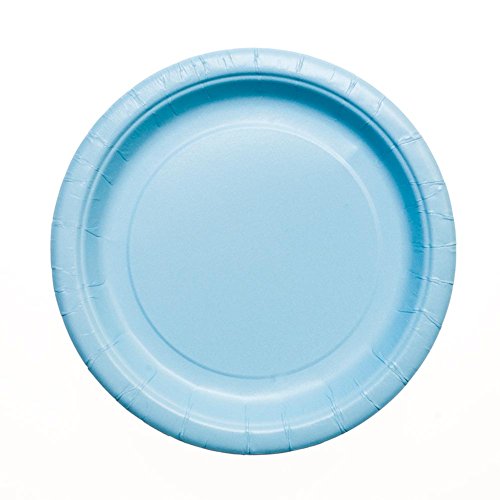 Unique Party - Platos de Papel - 17.1 cm - Azul Claro - Paquete de 20 (30898)