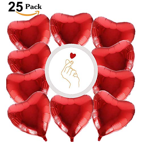 Unique Store 25 Globos en Forma de Corazón Globos de Papel de Aluminio para la Decoración del Partido Propuesta de Matrimonio Boda Aniversario Cumpleaños Decoración de Helio | Regalo