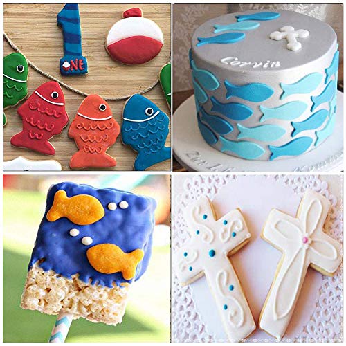 Unique Store - Juego de 6 Cortadores de Galletas de Pascua,Moldes de Galletas Pascua Cortador Acero Inoxidable,Cortador de Galletas Cruz Cristiana, Cortadores de Galletas Pescado