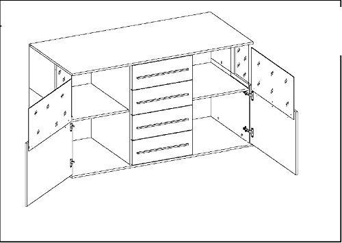 Unknow Vitrina Living Highboard con Mucho Espacio de Almacenamiento, Baxter, Blanco, 81 x 129 x 41 cm