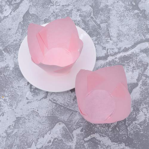 UPKOCH 200 piezas de tulipán para hornear tazas de papel magdalenas muffin forros envolturas tulipán magdalenas fundas para hornear portavasos para bodas cumpleaños