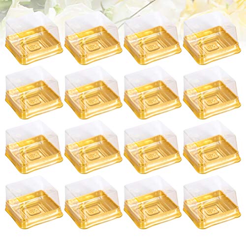 UPKOCH - 50 cajas de plástico desechables para tartas y postres, tamaño L, color dorado, plástico, dorado, 5.5*5.5*4cm