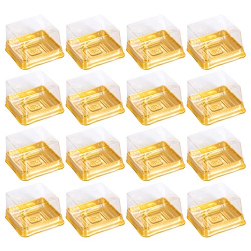 UPKOCH - 50 cajas de plástico desechables para tartas y postres, tamaño L, color dorado, plástico, dorado, 5.5*5.5*4cm