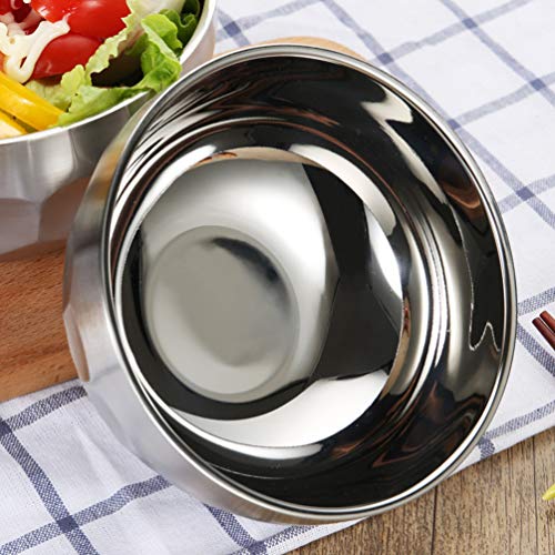 UPKOCH Cuenco de Acero Inoxidable Cuencos de Doble Pared con Aislamiento Térmico para Sopa Fideos Ensalada Mezcla de Cereales Aperitivos Cuencos Plata 15.9Cm