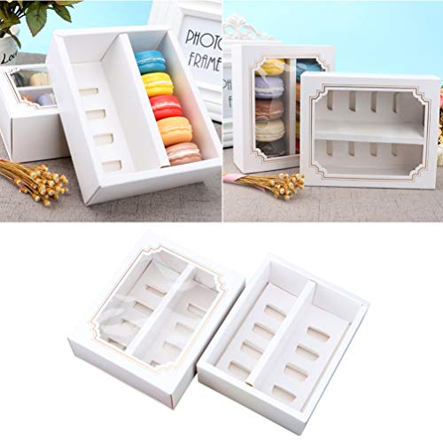 UPKOCH macarons box blanco postre pastel porta contenedores envases con ventana transparente para galletas muffin 10 pcs