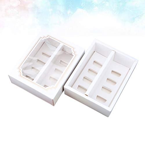 UPKOCH macarons box blanco postre pastel porta contenedores envases con ventana transparente para galletas muffin 10 pcs