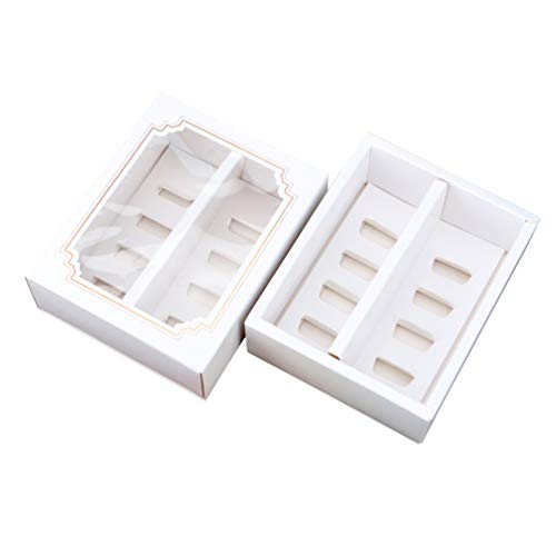 UPKOCH macarons box blanco postre pastel porta contenedores envases con ventana transparente para galletas muffin 10 pcs