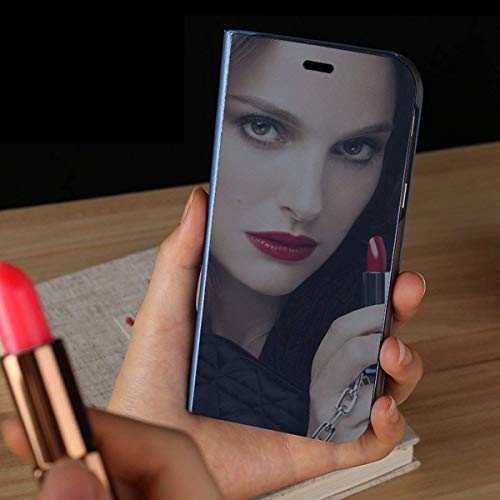 Uposao Espejo Enchapado Funda Compatible con Samsung Galaxy M20 Carcasa Libro de Cuero Mirror Espejo Brillante Funda Flip Case Cover Cobertura Completa Soporte Plegable Funda Galaxy M20,Rosa