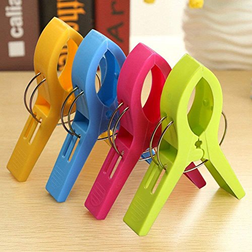 URAQT 12 pcs Grandes Playa Toalla Clips Pinzas de Plástico Fuerte, Durable Resistente Clips, Pinza de la Ropa, Resistentes al Viento, Brillante Color Clips para la Ropa Pesada y el Lavarse