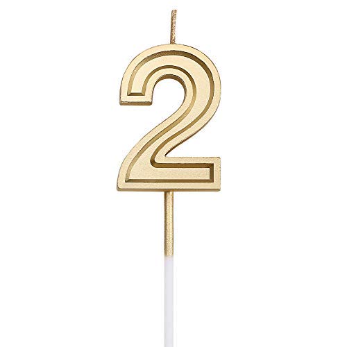URAQT Velas Cumpleaños Número 3, Velas de Pastel de Cumpleaños, Velas Doradas para Cumpleaños/Aniversario de Bodas/Fiesta de Graduación, Número 0-9 para Elegir
