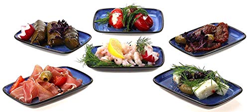 Urban Lifestyle - Platos pequeños (6 unidades, para tapas/Antipasti/Mezze/Servierteller Snackteller 13,2 x 8,5 cm; 1,5 cm h, de porcelana azul marino