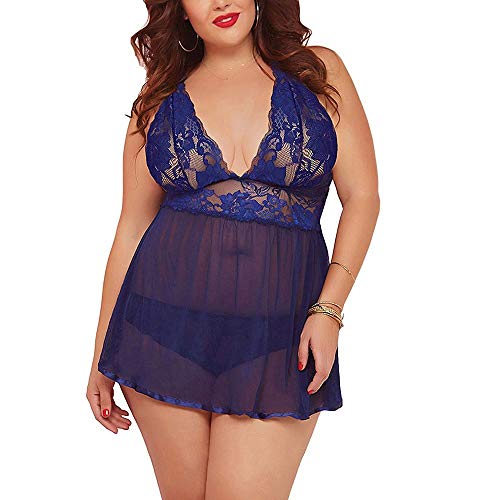 URIBAKY Tallas Grandes Camisones para Mujer Vestido De Encaje con Encaje Ropa Interior Mujer TúNica LenceríA Sexy para Mujer Conjunto De Ropa Interior Conjunto De Ropa Interior Camisones