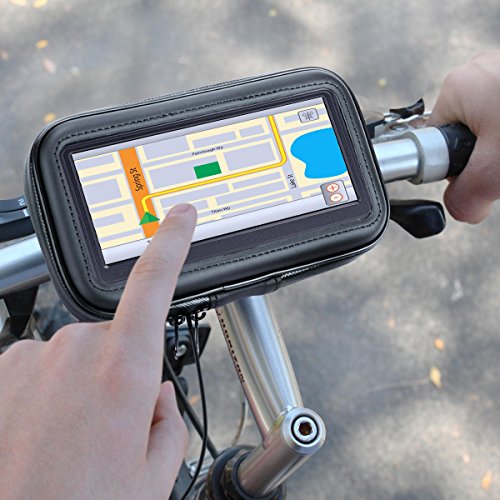 USA Gear GPS Bicicleta Soporte Movil Moto con Manillar Funda Táctil Impermeable con Visualización De 360 Grados - Compatible con Unidades Garmin, Zumo Y GPS De hasta 6.75 Pulgadas