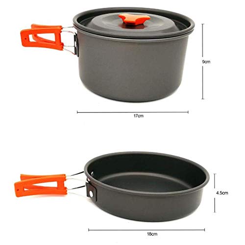 Utensilios de cocina de camping al aire libre con mochila portátil plegable de Cook Conjunto de utensilios de cocina de camping Ligera Mess Kit sartenes ollas Spork marmita de cocción bolsa con el equ