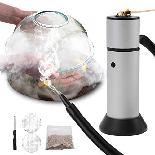 Utensilios de cocina y Alimentación Aplicaciones fría humo generador portátil de plata Molecular 2.6X6.1In Prueba clara de cocina carne Burn Smokehouse Cocina para barbacoa Fumador Madera,Plata