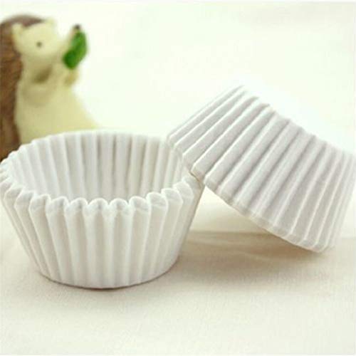 Utensilios de cocina y gadgets 1000Pcs Conjunto Mini magdalena forro de papel para hornear taza blanca 2.5X2.1Cm las cajas del mollete de la torta del molde Caja pequeña bandeja de Decoración,Blanco