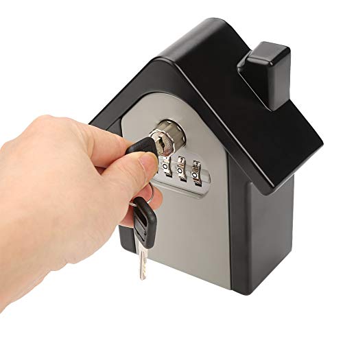 Útil Nueva Key Lock Box montado en la pared montado en la pared de aleación de aluminio de doble contraseña de bloqueo de teclas seguridad Caja de almacenamiento resistente a la intemperie doble abier