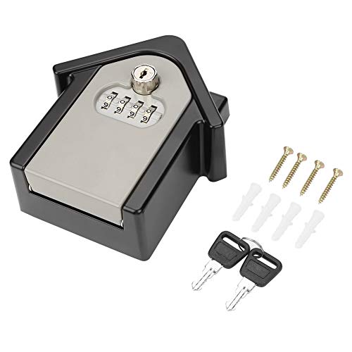 Útil Nueva Key Lock Box montado en la pared montado en la pared de aleación de aluminio de doble contraseña de bloqueo de teclas seguridad Caja de almacenamiento resistente a la intemperie doble abier