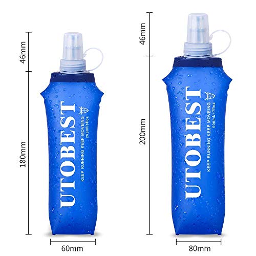 UTOBEST Soft Flask TPU Botella Hidratacion Running Trail Botella de Agua Flexible (250ml-2 Piezas)