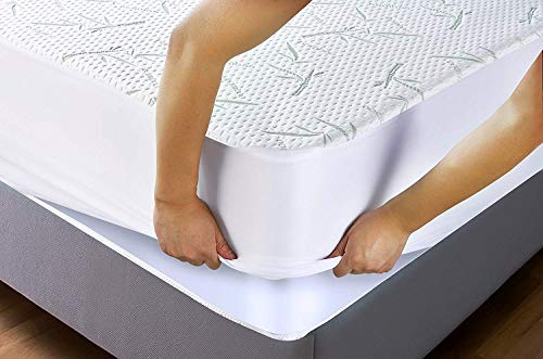 Utopia Bedding Protector de colchón Impermeable de bambú Funda de colchón y Ajustable (150 cm x 200 cm x 30 cm)