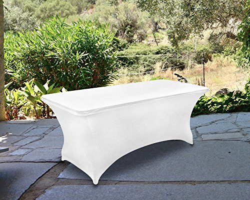 Utopia Kitchen Mantel Estirable - 4 ft (122 cm) Mantel Ajustable para Eventos y Fiestas - Mantel de Poliéster y Spandex - Lavable a Máquina - Resistente a Las Arrugas (Paquete de 2, Blanco)