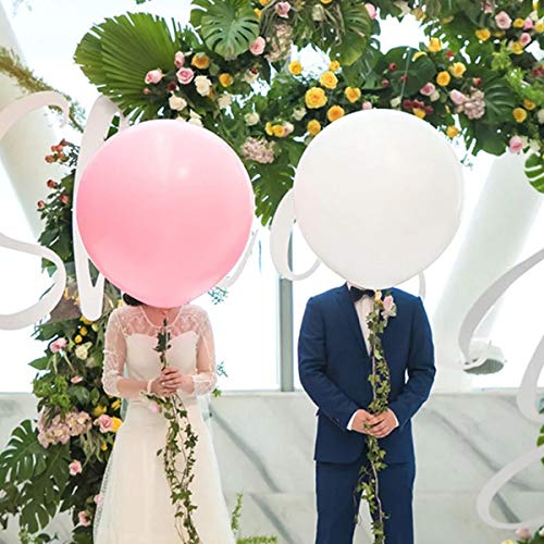 U&X Globos Gigantes Blanco Rosa 10 Piezas Globos Blancos y Rosados ​​de 36 Pulgadas con 65 Pies de Vid Artificial Larga para Decoraciones de Bodas