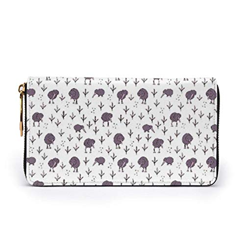 UXZTU Kiwi Birds Carteras púrpuras para Hombres Mujeres Cartera de Cuero Larga Tarjeta Titular Monedero Cremallera Hebilla Elegante Clutch Señoras Monedero