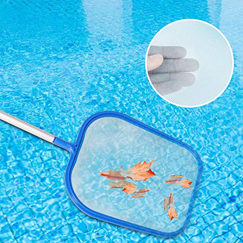 VABNEER Red de Piscina, desnatadora de Hojas de Piscina con Poste de Aluminio de 47 Pulgadas, Red de Malla Fina para Piscina, SPA, bañeras de hidromasaje, pecera, Estanque de jardín (M, Azul)