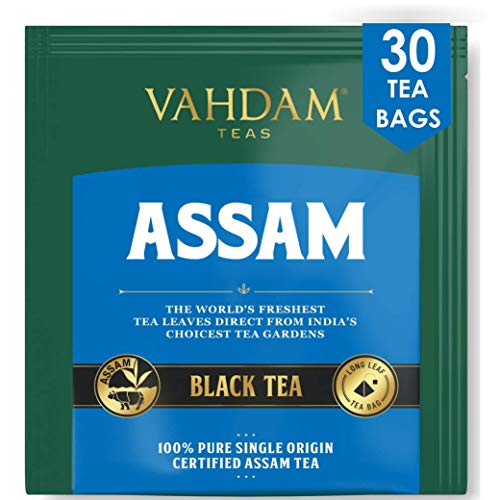 VAHDAM, té negro de Assam (30 bolsitas de té) - Bolsitas de té de hoja larga de Assam - RICH & MALTY - Bolsitas de té para el desayuno, grado FTGFOP1 - 15 sobres de té Pyramid (juego de 2)