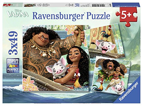 Vaiana - Puzzles, 3 x 49 piezas (Ravensburger 80045) , Modelos/colores Surtidos, 1 Unidad