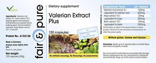 Valeriana Complex Plus - Extracto de Valeriana - Vegano - Con Lúpulo y Melisa - Alta pureza - 120 Cápsulas