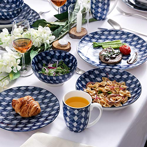 vancasso AICHI Juego de Vajillas de Porcelana 20 piezas Estilo Japones con 4 Platos de Cena/Postres/Platos de Sopa/Cuencos de Cereales/Tazas de Cafe para 4 Personas