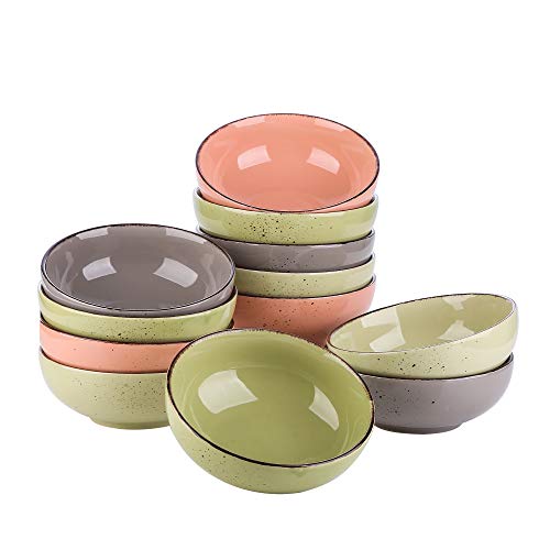 vancasso Serie Navia Jardin, Cuencos de Cereales 12 Piezas Juego de Tazones, Tazón de Desayuno, Consomé, Vajillas Gres, 4 Colores