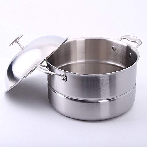 Vaporera Multi-Capa De Acero Inoxidable Vapor Vapor Olla De Cocina Multifuncional Olla Grande (Color : Silver, Size : 30cm)