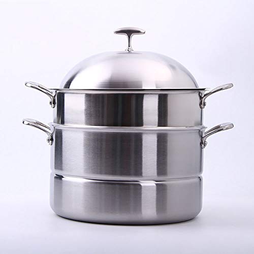 Vaporera Multi-Capa De Acero Inoxidable Vapor Vapor Olla De Cocina Multifuncional Olla Grande (Color : Silver, Size : 30cm)