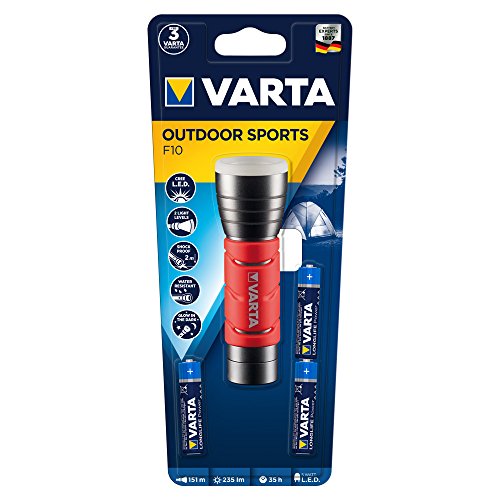 Varta 3X (Roja) Linterna LED 5 W, IPX4, 3 Pilas AAA Incluidas, Rojo