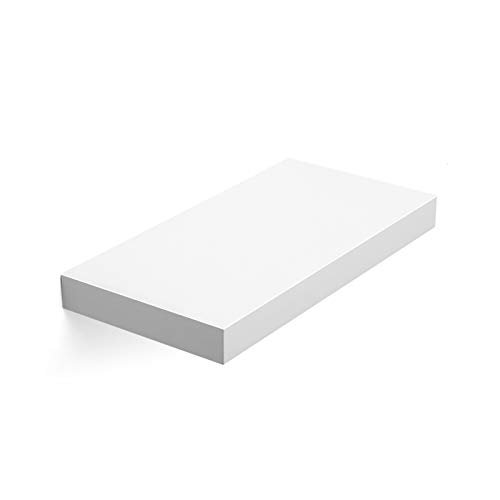 VASAGLE Estante Flotante, Estante de Pared para Fotos, Decoraciones, en Salón, Cocina, Pasillo, Dormitorio, Baño, Blanco LWS24WT