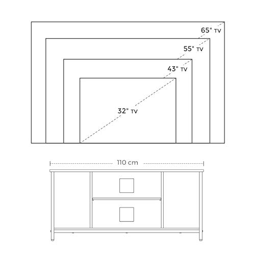 VASAGLE Soporte para TV, Mesa de Consola con Almacenamiento Abierto, Armario de TV con Estante, para Salón, Marrón Rústico LTV39BX