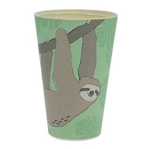 Vaso de bambú ebos Smoothie-to-Go | Vaso para beber con tapa y pajita | Ecológicamente degradable, sostenible, respetuoso con el medio ambiente | Diferentes diseños disponibles (perezoso)